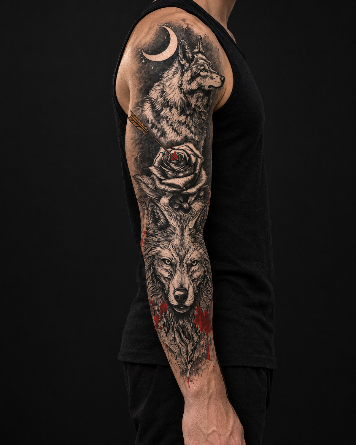 שרוול קעקועים זמני DARK WOLF