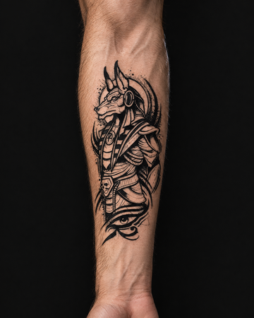 קעקוע זמני ANUBIS על אמה