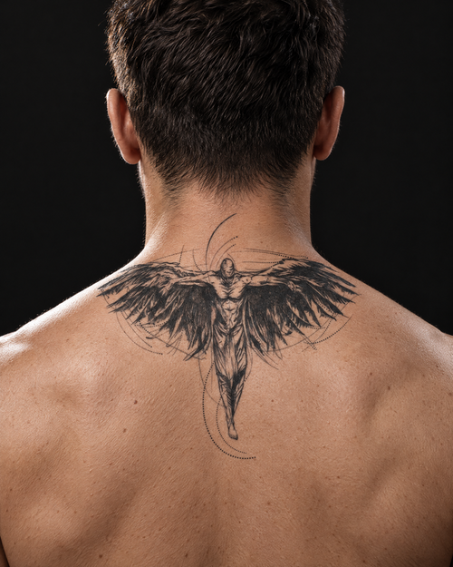 קעקוע לעורף | DARK WINGS